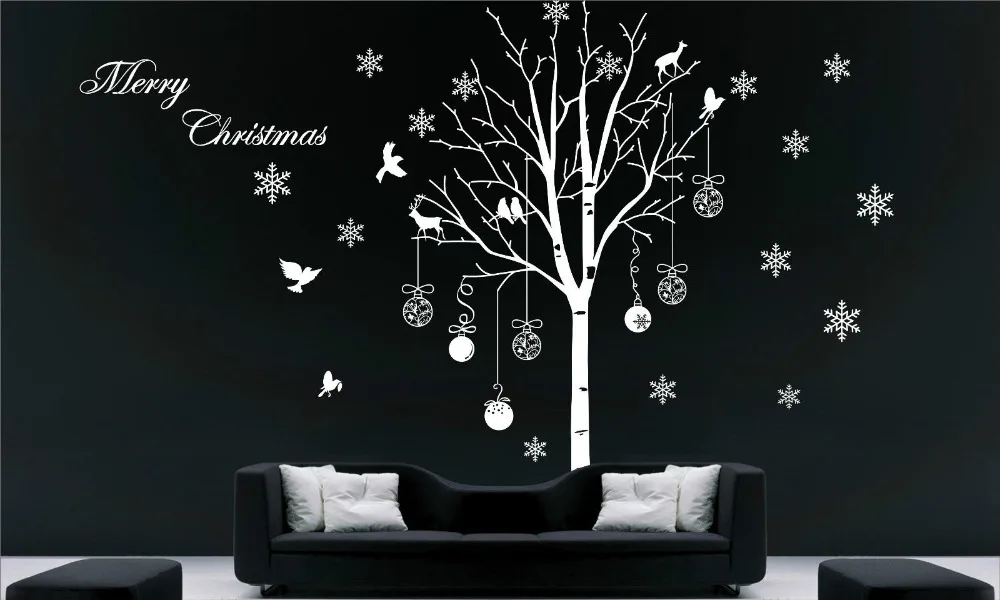 

Merry Xmas Removable Wall Stickers XMAS TREE snowflake Wall Art Stickers Vinyl Decal Decor Living Room Bedroom Mural SA390