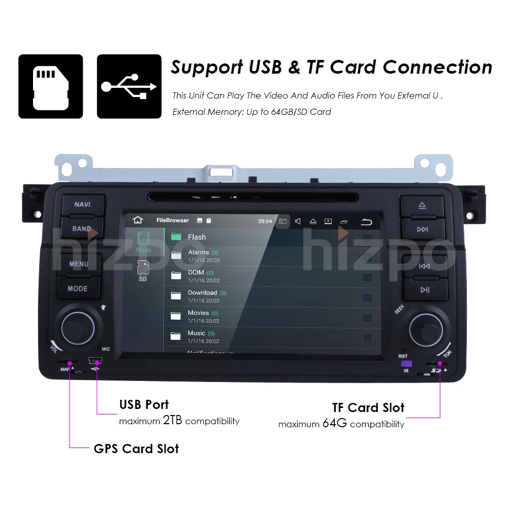 Clearance Android9.0 1Din 4/QuadCore 2GRAM+16GROM 7inch CarDVD for BMW E46 318 320 car dvd gps DAB M3 3series with WIFI Navi Radio BT DAB+ 4