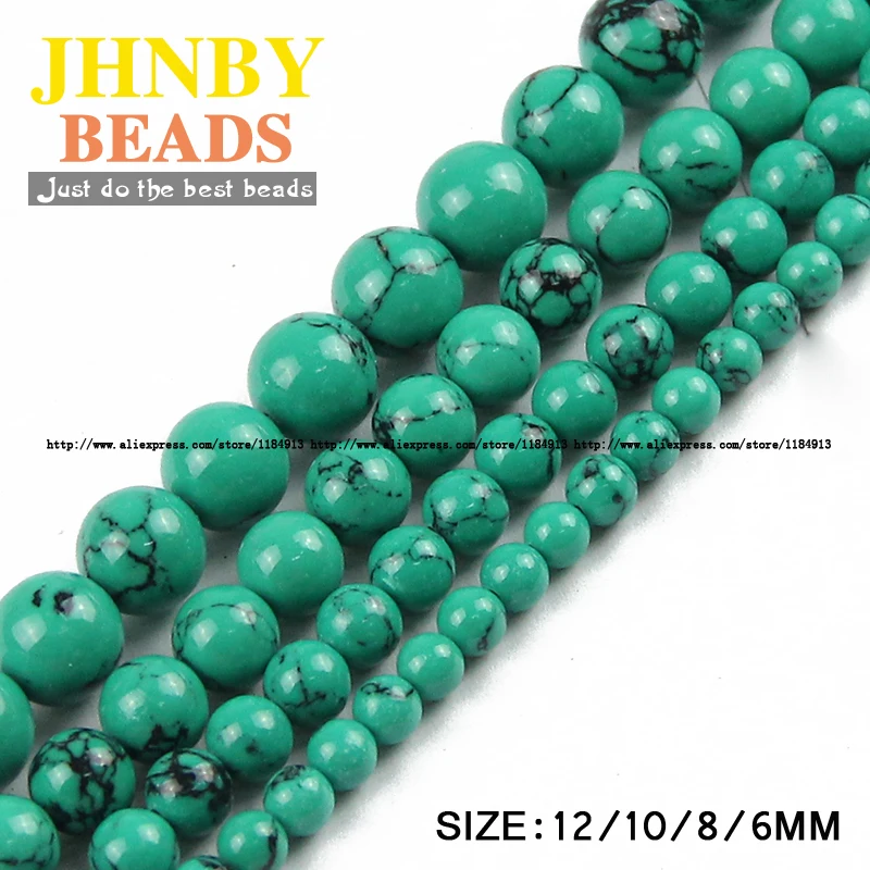

JHNBY Green pine beads Natural Stone Top quality Round Loose beads ball 6/8/10/12MM Jewelry bracelet making accessories DIY