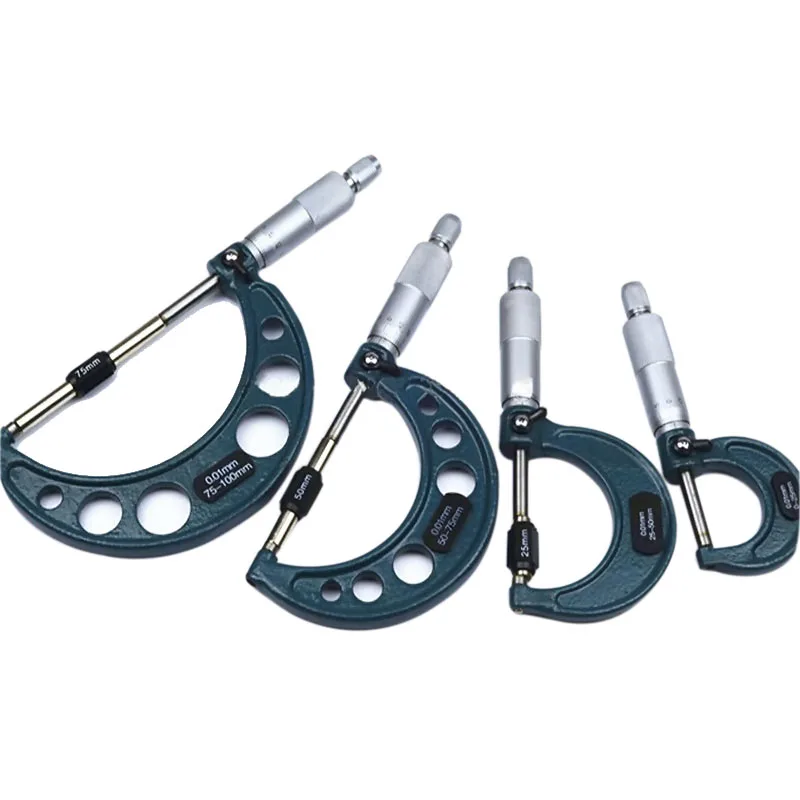 Conjunto de Ferramentas de Precisão Carboneto de Precisão Novo Maquinista Micrômetro Exterior 0-25mm – 25- 50mm 50-75mm 75-100mm 4 Pcs 0.01mm