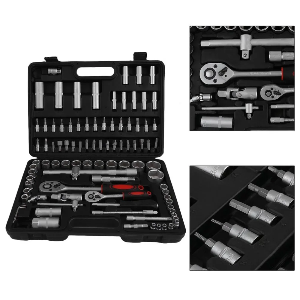 

94Pcs/Set Socket Ratchet Wrench Screwdriver Bits Multi Hand Combo Tools Professional Auto Vehicles Repair Repairing Tool Kit