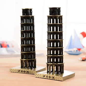 

Metal 3D World Famous Architectural Bronze Crafts Tower Miniatures Statue Table Stand Home Decoration Accessories 80 * 175mm