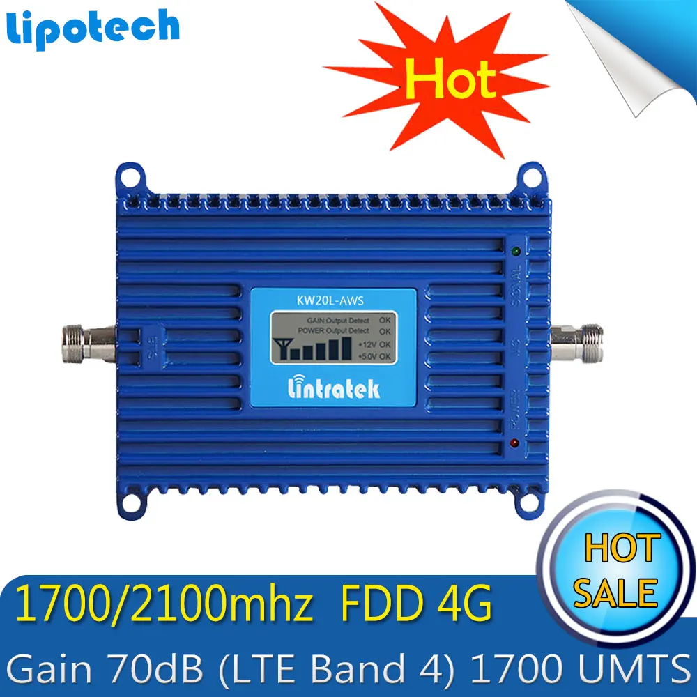 Lintratek 70dB Gain AWS 1700/2100 Amplifier FDD 4G LTE (Band 4 )Cell