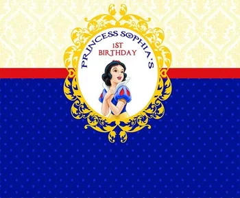 

custom Princess Snow White Birthday Polka Dot Royal Blue backdrop High quality Computer print party background