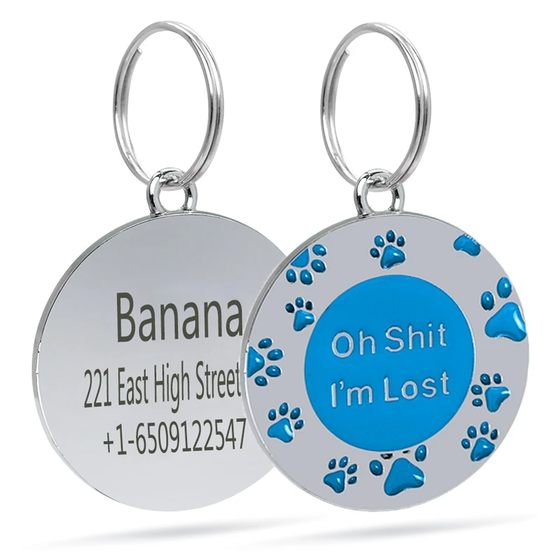 Funny Personalized Dog Id Tag Stainless Steel Engraved Pet Name