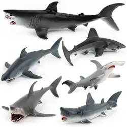 6 шт. Имитация животных Морская жизнь модель игрушки сцена большая белая акула Молот Акула Синяя акула