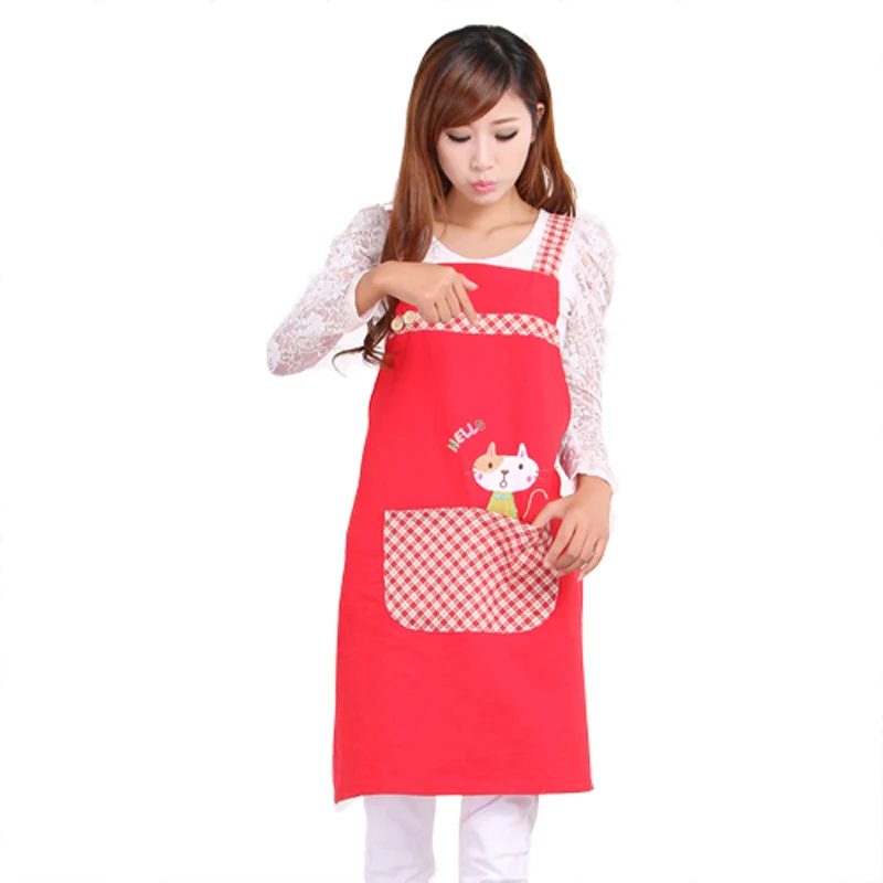 Classic Style Cute Tea Shop Kindergarten Apron Women Adult Work Wear Gown Cotton Overall Aprons Logo Print