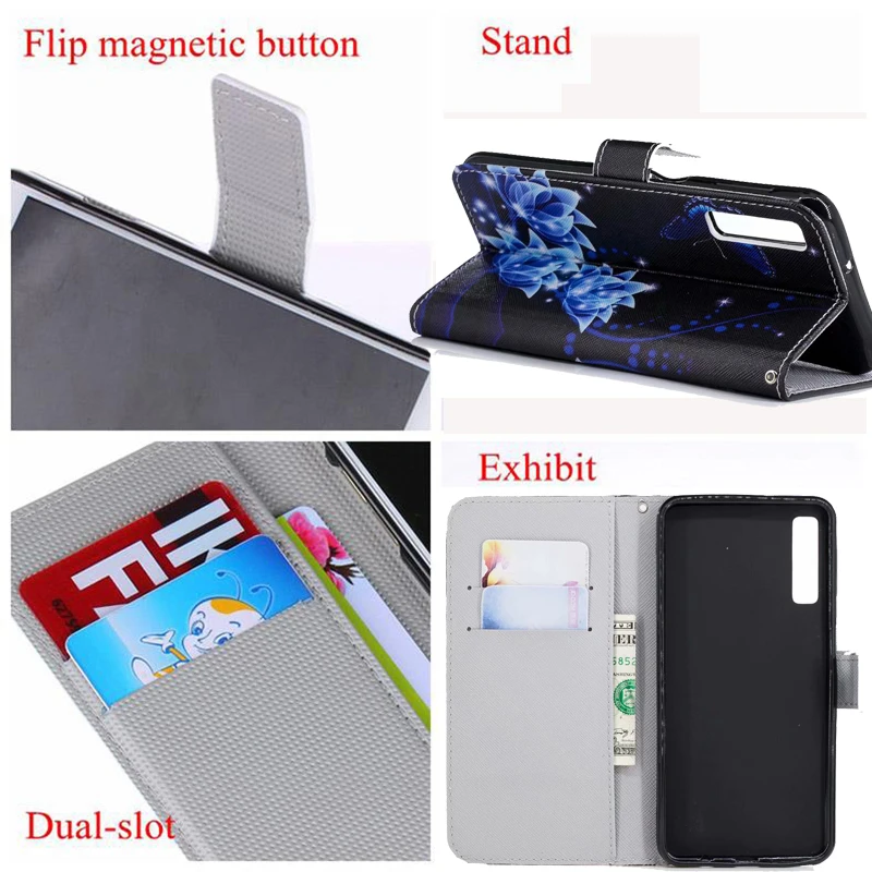 sFor Samsung A5 2018 A750 Magnetic Flip PU Leather Wallet Phone Case Cover 6.0 inch Card Holder Stand Coque sFor Samsung A7 2018 (5)
