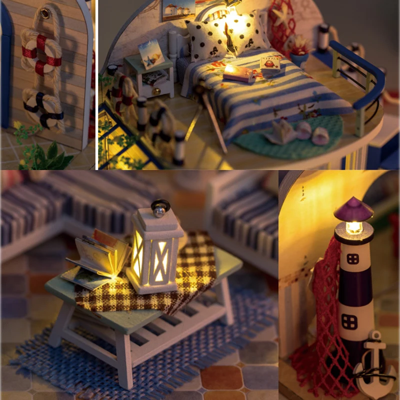 DIY Doll House Miniature Dollhouse With Furnitures Wooden Manual Assembly Model Casa Toys For Kids Clear Summer Villas X003 #E DIY Doll House Miniature Dollhouse With Furnitures Wooden Manual Assembly Model Casa Toys For Kids Clear Summer Villas X003 #E