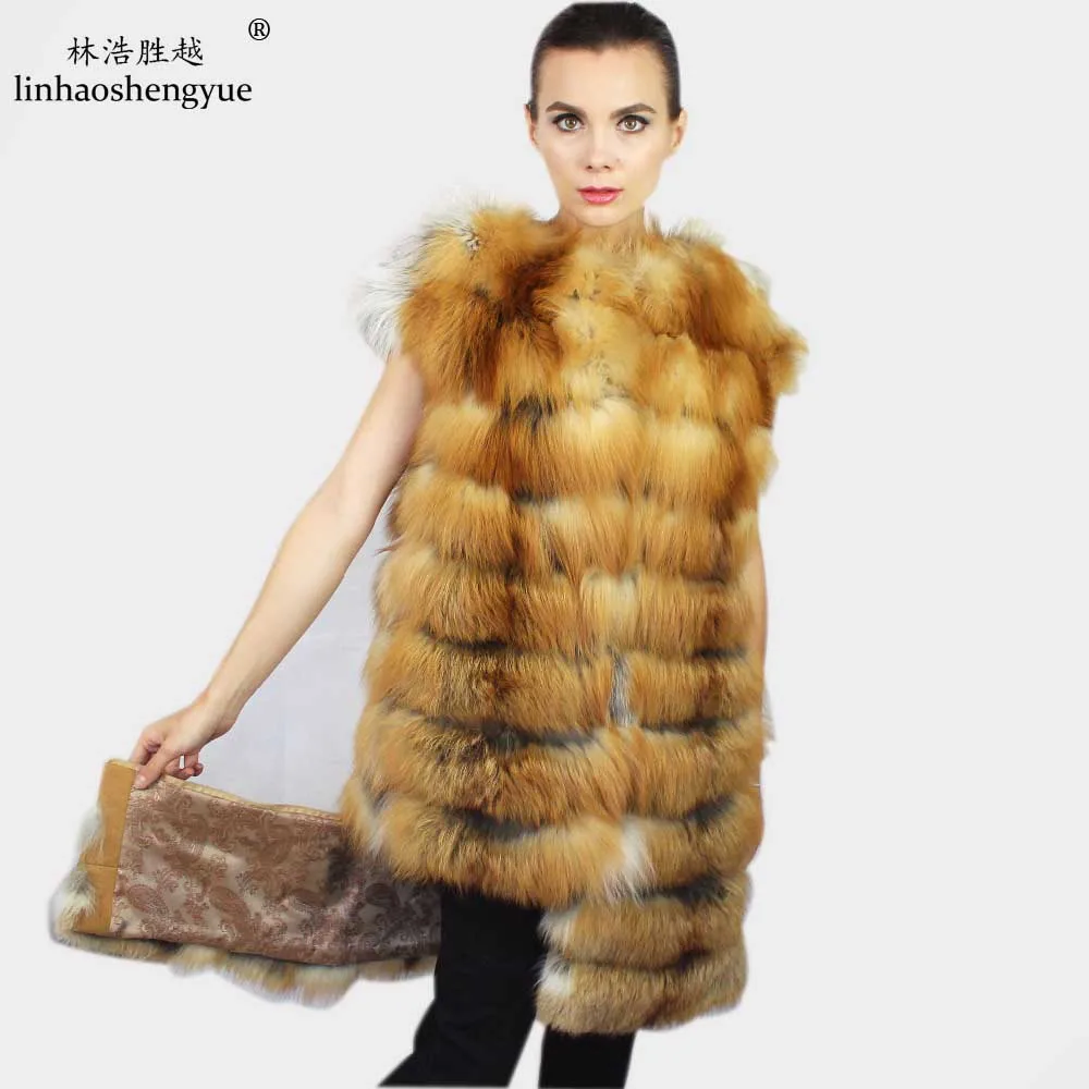 Buy Linhaoshengyue fashion women 90cm Real red fox fur
