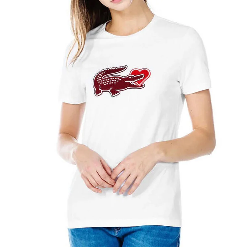 Women Running Shirt Quick Dry T-Shirts Summer Slim Tees Sport Cotton Breathable Heart Printed T Shirts student New Trend