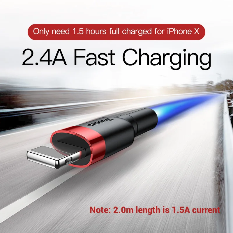 Baseus كابل يو اس بي ل فون X 8 7 6 5 6 s سريع شحن الهاتف المحمول USB كابلات البيانات فون 5 S 5C SE شاحن يو اس بي سلك مهايئ