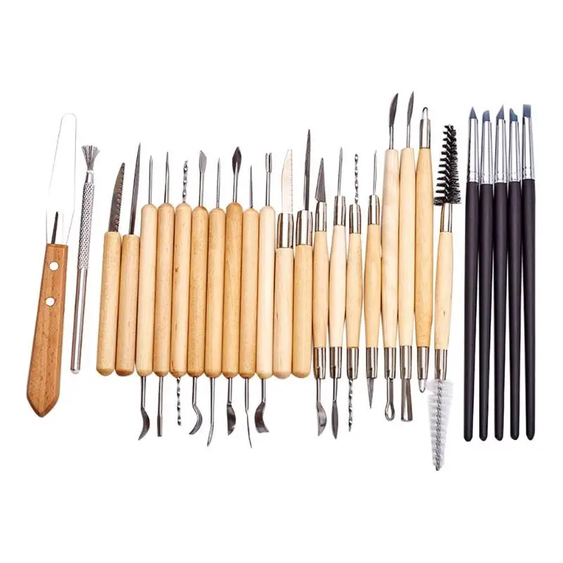 

27pcs DIY Pottery Polymer Clay Craft Kit Sculpture Engraving Art Modelling Tools Clay Sculpture Tools
