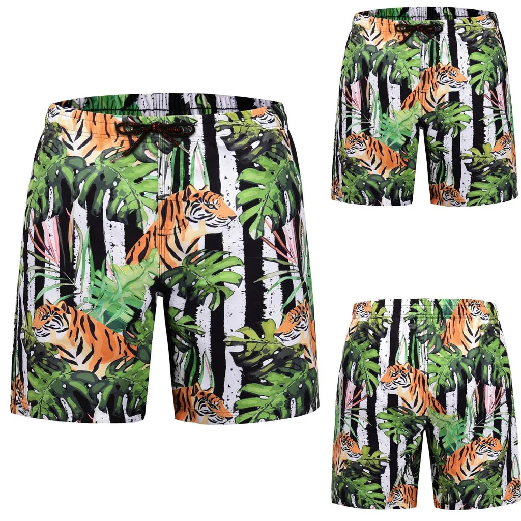 Men Casual 3D Graffiti Printed Beach Work Casual Men Short Trouser Shorts Pants