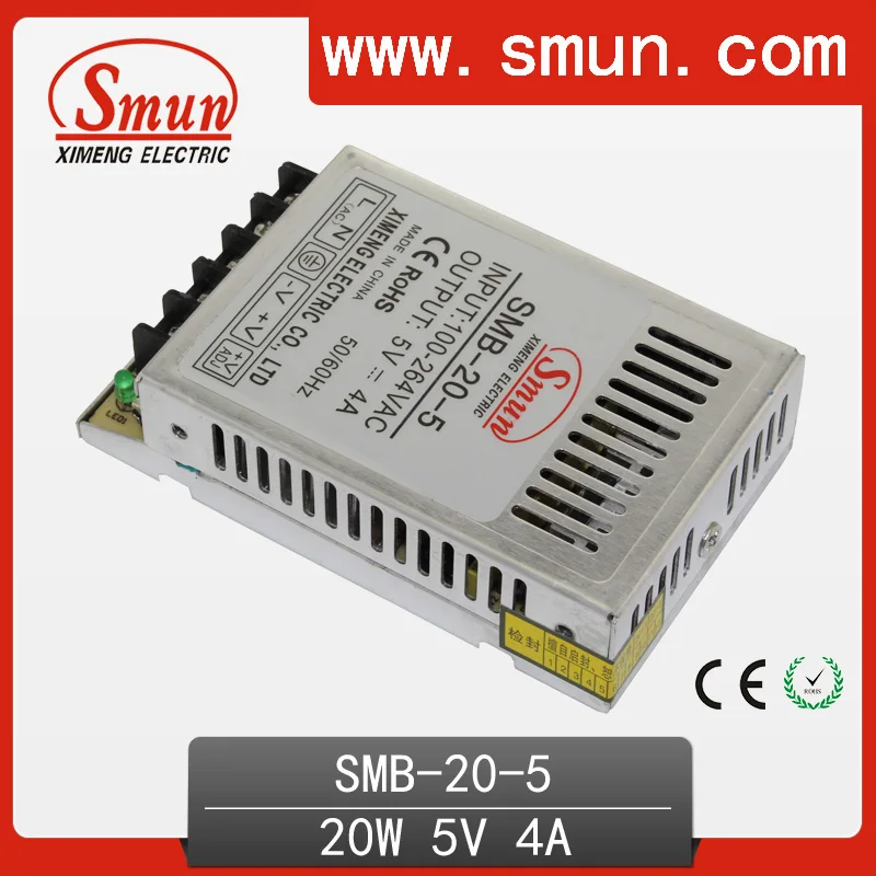 

20W 5VDC Output Switching Power Supply Universal AC Input Small Volume Thin Power Supply SMB-20-5