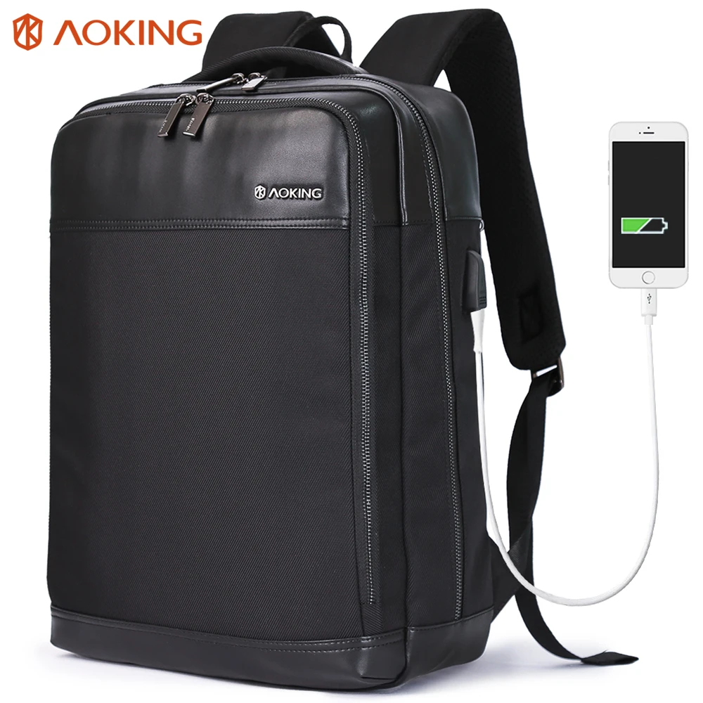 

New Leather Shoulder Backpack Brand Waterproof 15.8 Inch Laptop Camera Anti-theft Bag for Bussiness Men with USB Charge