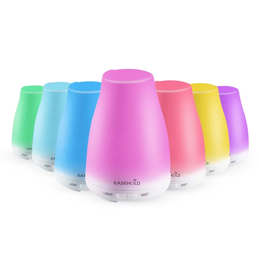EASEHOLD Ultrasonic Humidifier Aromatherapy Oil Diffuser Color LED Lights Essential Oil Diffuser Waterless Auto Shut Off