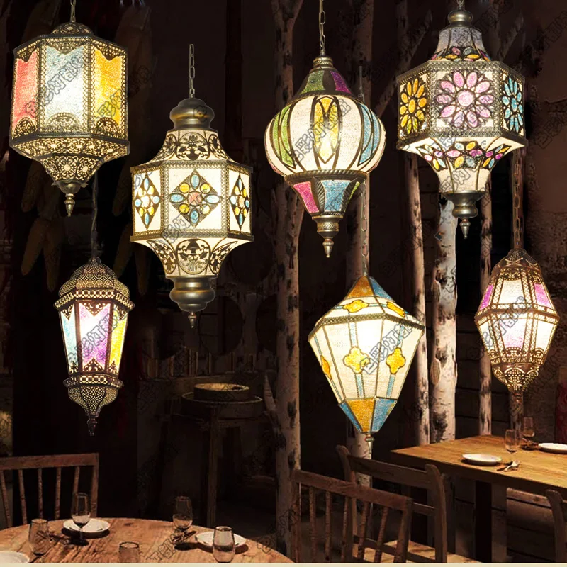 

Turkey ethnic customs handmade Mosaic lamp romantic Hotel cafe restaurant bar Pendant light living-room balcony stairs