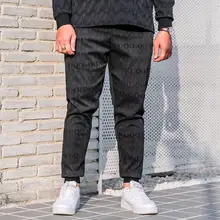 Мужские новые стильные свободные супер большие эластичные черные повседневные длинные брюки Tide Брендовые мужские теплые модные брюки мужские большие размеры XL-6XL