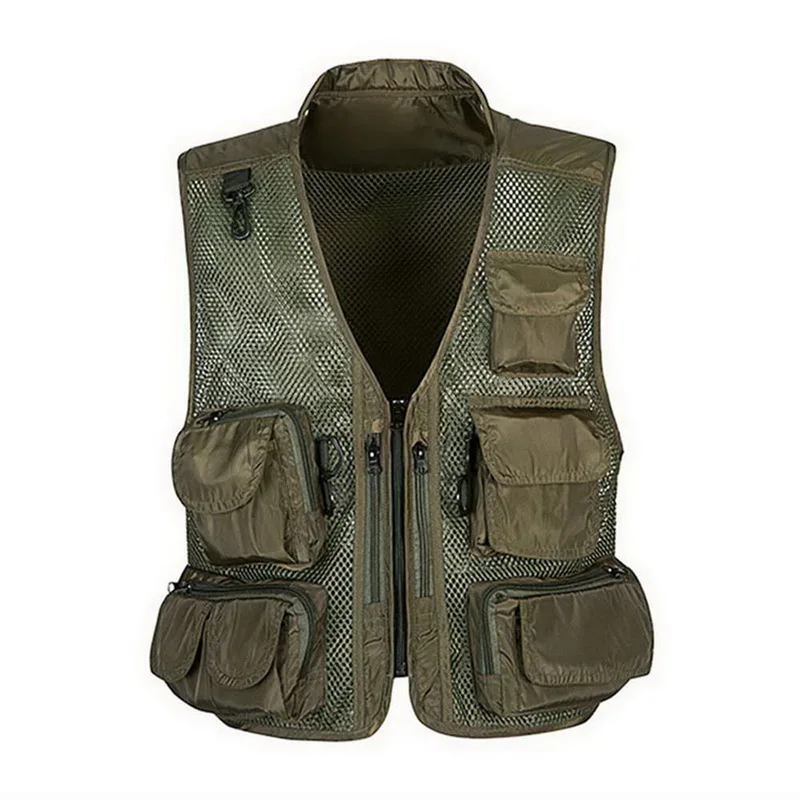 

Men's Zipper Outdoor Vest Mesh Breathable Swimming Jacket Multi Pocket Waistcoat Sport Backpack Fishing Overalls