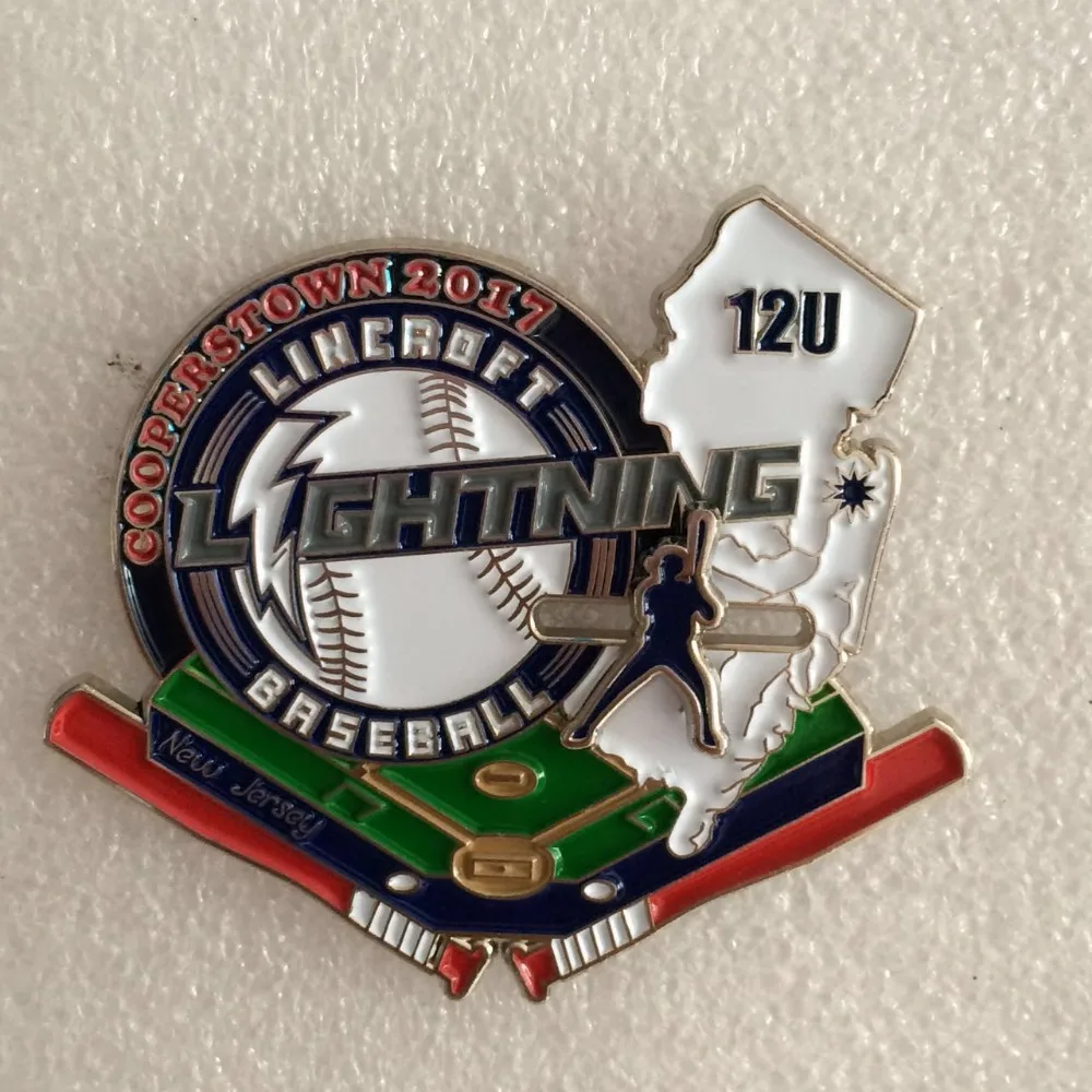 Custom trading pins 2.5" baseball nickel plated lapel pin with slipper