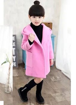 

New children's woolen overcoat girls autumn and winter long style trench coat
