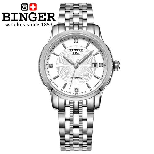 Швейцарские часы BINGER, мужские роскошные брендовые автоматические механические наручные часы, полностью из нержавеющей стали BG-0405-4 - Цвет ремешка: Item 2