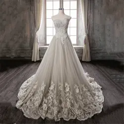 Новая мода 2019 Свадебные платья с кружевными аппликациями и сердцеобразным вырезом без рукавов Элегантный плюс размеры Vestido De Noiva невесты