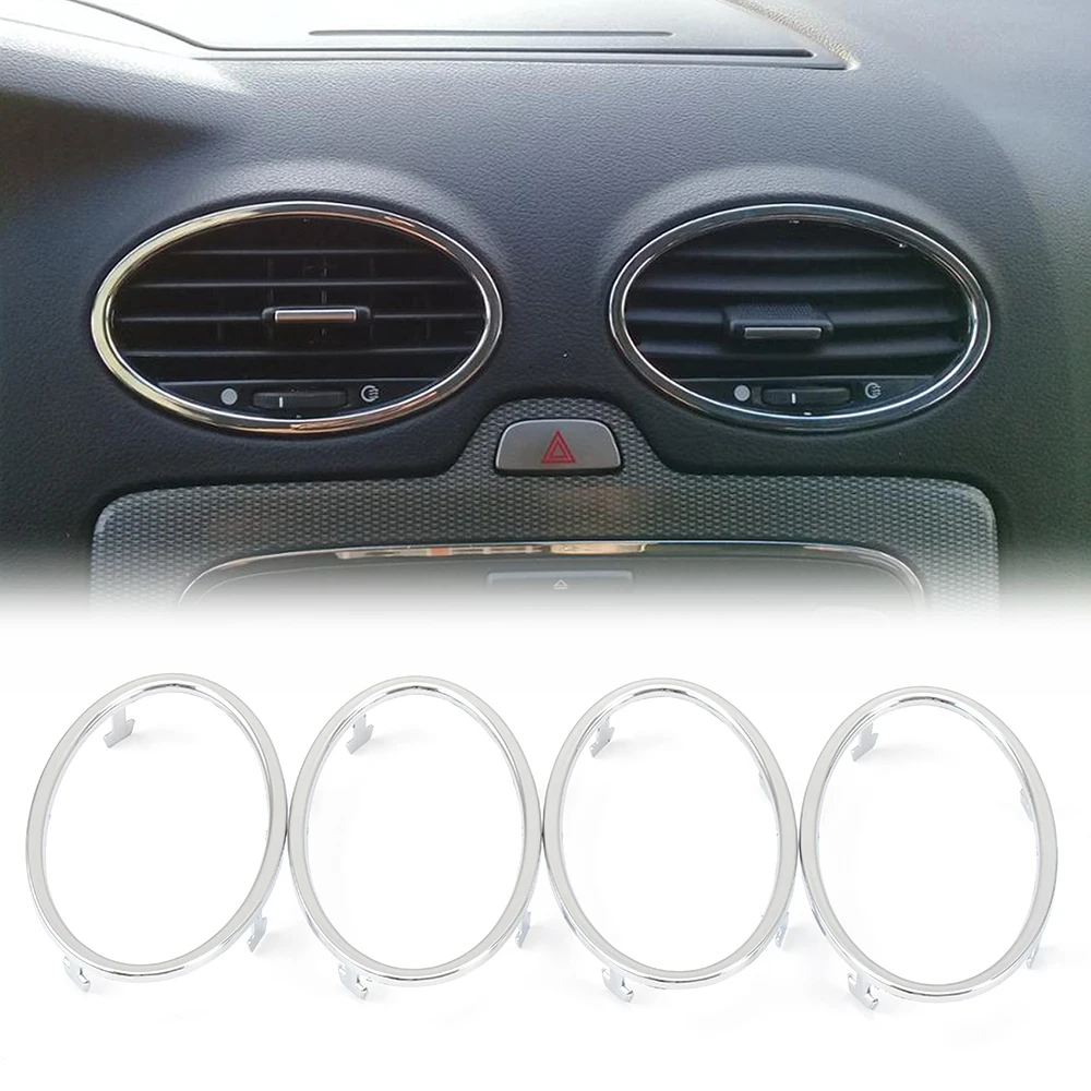 

4PCS ABS chrome trim car accessories Air conditioning outlet decoration For Ford Focus 2 MK2 2005-2013