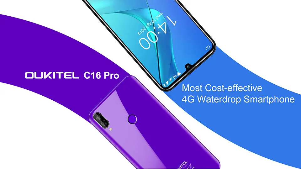 Смартфон OUKITEL C16 Pro, 3 ГБ, 32 ГБ, четырехъядерный процессор MTK6761P, 5,71 дюймов, экран в виде капли воды, 19:9, отпечаток пальца, LTE, 2600 мА/ч, для распознавания лица, мобильный телефон