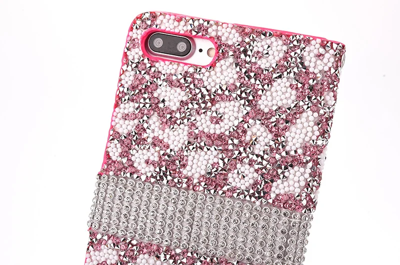 Leopard diamond rhinestone leather case iphone 6 6s 7 8 plus (28)