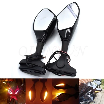 

Universal Motorcycle Rear View Side Wing Mirrors w/ LED Turn Signal Light For Yamaha FZ6 FAZER FZ6R FZ8 MT07 MT-07 FZ07 FZ1