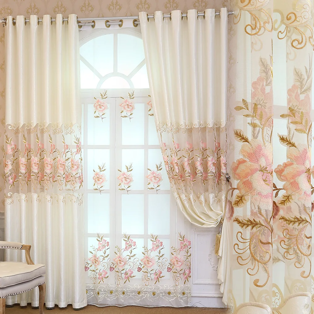 

Curtain Fabric Factory Direct European Milk White Hollow High Precision Embroidered Curtains Living Room Bedroom Custom