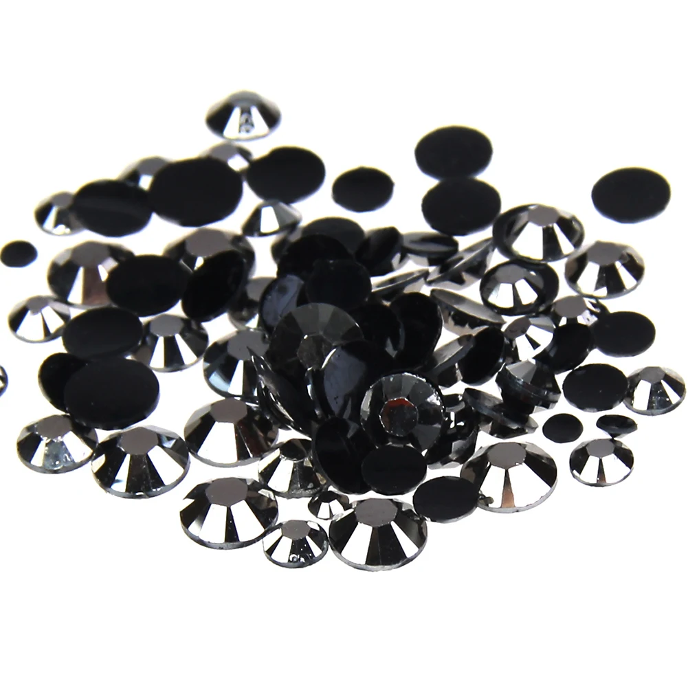 

Hematite Resin Rhinestones 1000pcs 2-5mm Round Flatback Non Hotfix Glue On Crystals And Stones Appliques For Wedding Clothings