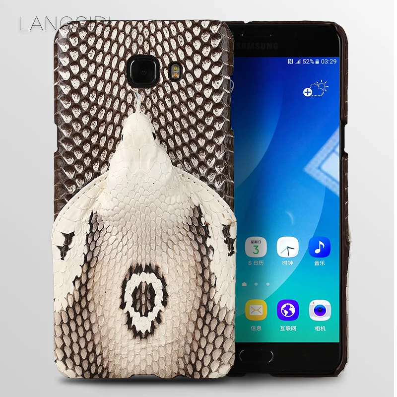 

LANGSIDI brand phone case real snake head back cover phone shell For Samsung Galaxy C9 Pro full manual custom processing