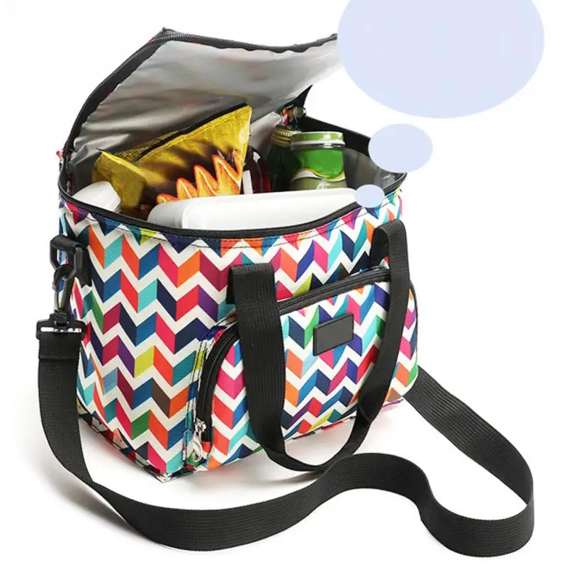 Oxford Double Layer Cooler Lunch Bag Printed Insulated Thermal Food Picnic Handbag
