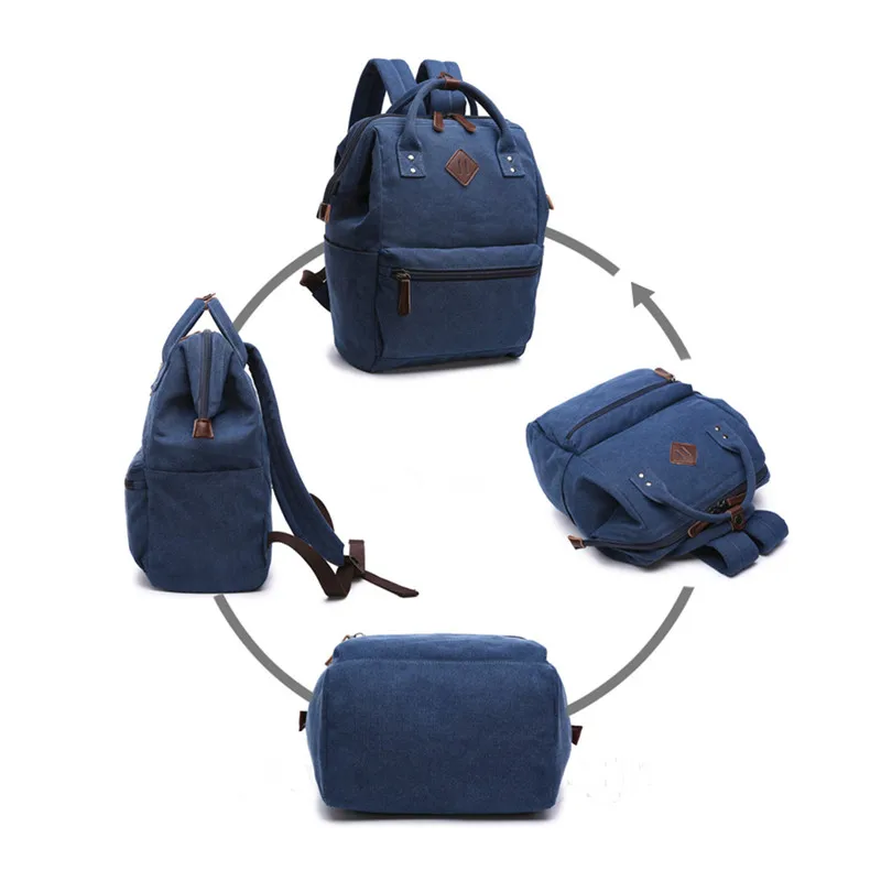 Mochila para las niñas mochila de lona de las mujeres chica adolescente, Escuela bolso vintage de lona Mini kanken mochila sólido mochila femenina