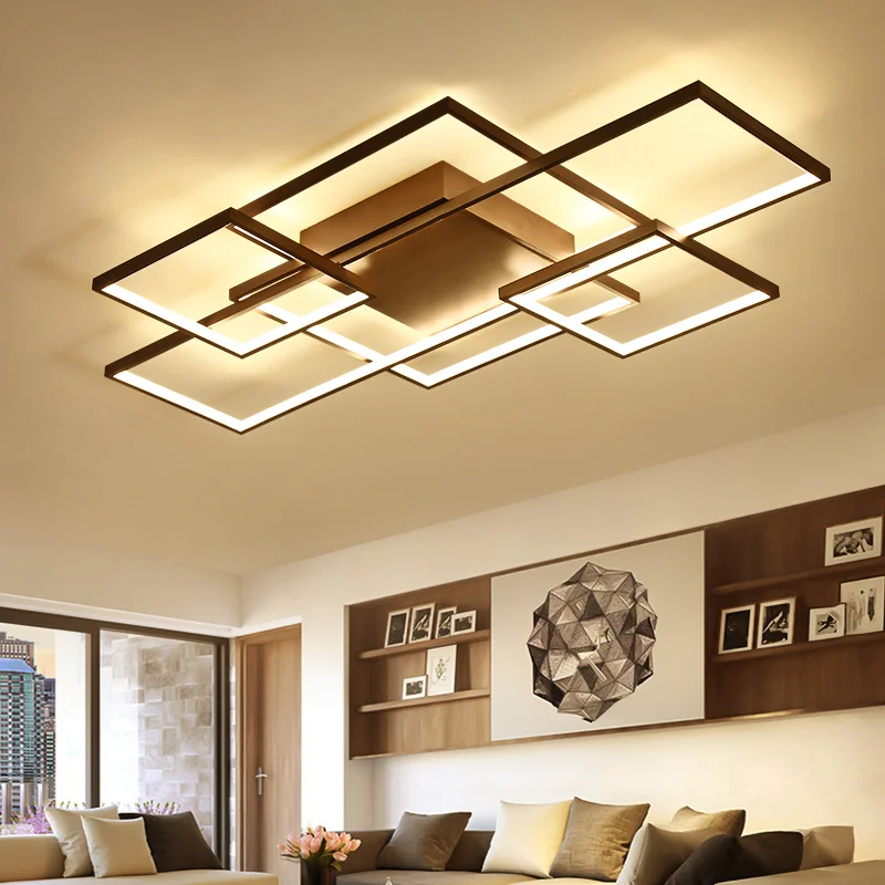 

Creative Modern Led Chandelier For Home Living room Diningroom Kitchen White/coffee color LED Square Ceiling Chandelier Lighting