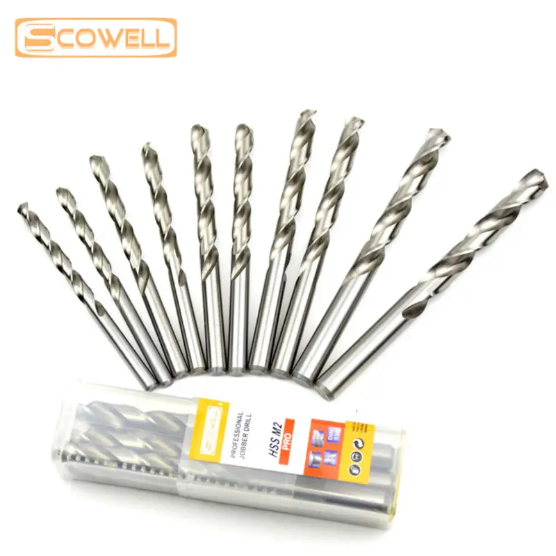 Free Shipping 10pcs Mixed Sizes HSS M2 Twist Drill Bits Metal Drill