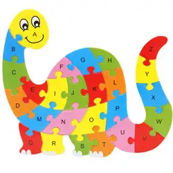 Деревянные головоломки интеллект игры, игрушки двойными бортами деревянный слон поезд динозавров головоломки малыш ABC/123 игрушки для детей