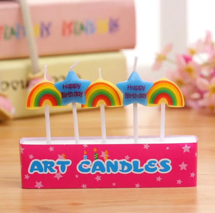 Happy Birthday Star rainbow car Candles Cake Candles Party Decor