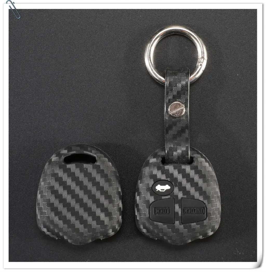 Keyforkess custodia protettiva in Silicone per chiave protettiva per auto custodia in carbonio per Mitsubishi Outlander Colt LANCER Grandis Pajero treccia portachiavi -
