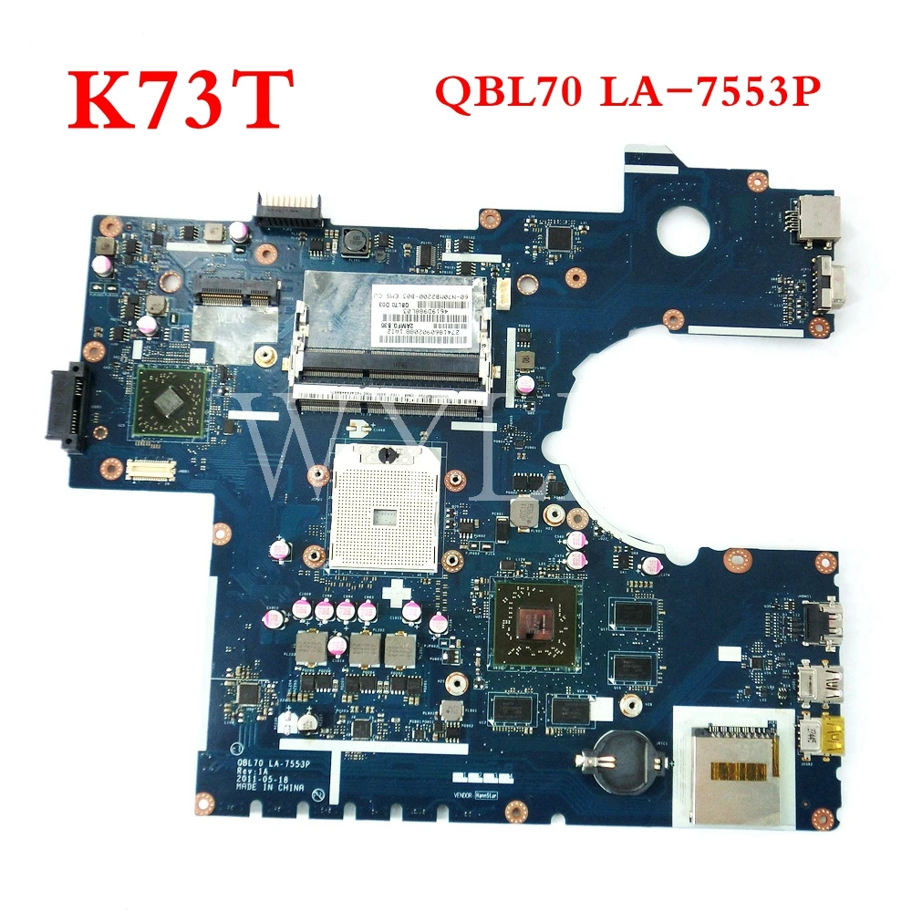 K73T QBL70 LA-7553P плата для ASUS K73T k73ta k73tk X73T X73TA X73TK Материнская плата ноутбука тестирование работы Бесплатная доставка