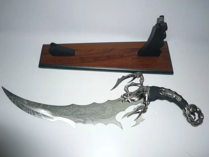 S0131 паук сеть Скорпион нож Клинок смерти лезвия гравировки с подставкой 21"|engraved