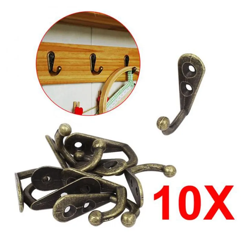 

Bronze Vintage Style Hangers Wall Mounted Single Hook Storage Organizer Wall Mount Rustic Robe Hooks Wall Hanging Hook 10pcs
