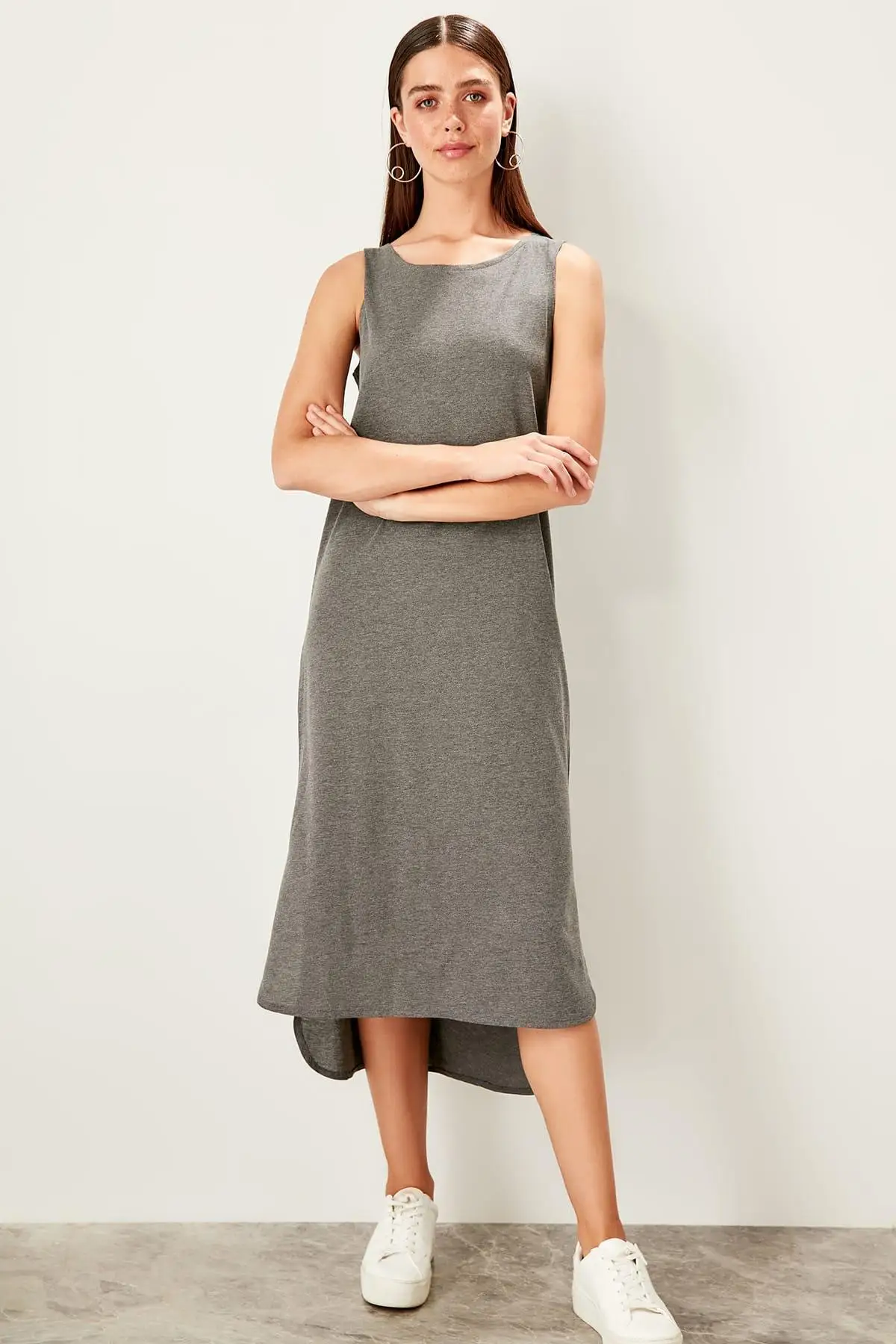 

Trendyol Anthracite Bike Collar Knitted Dress TWOSS19VG0317