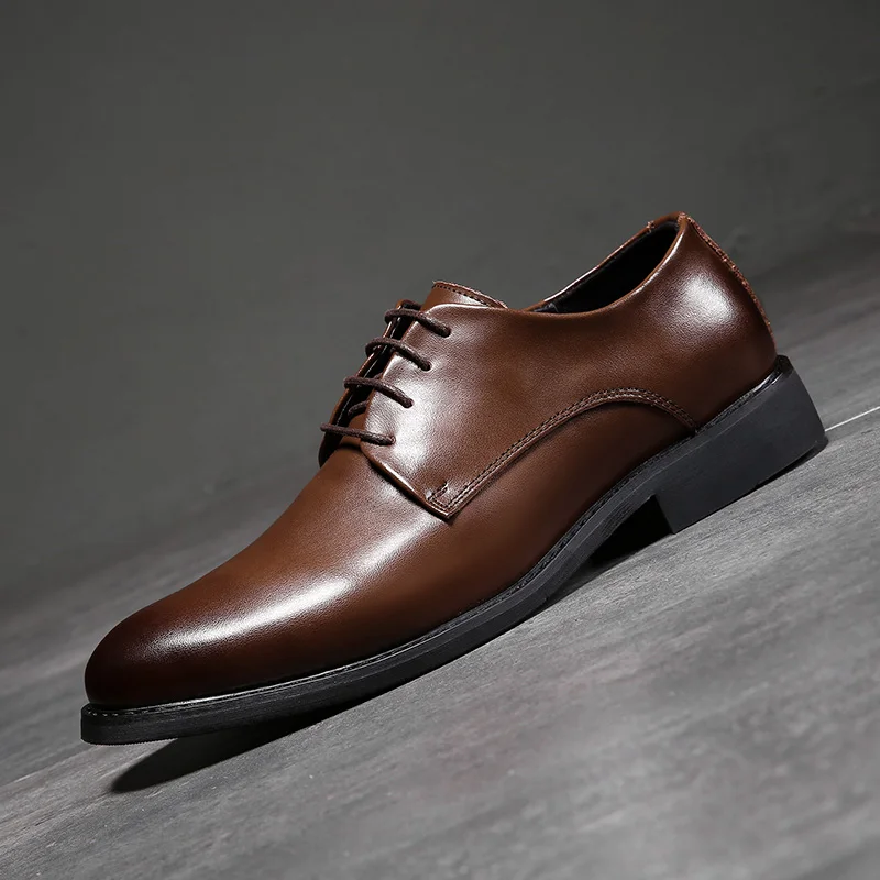 DXKZMCM ручной работы Мужская деловая обувь Для мужчин дышащей кожи броги платье Вечерние офисные коричневые туфли-оксфорды