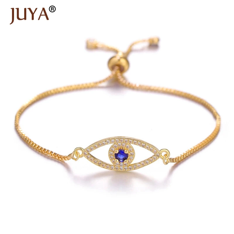 copper zircon bracelet femme latest design 10 styles fashion charms evil eye bracelets for men women armband pulsera - Окраска металла: Gold