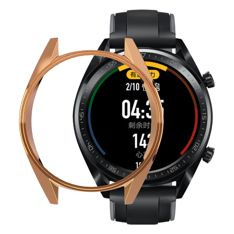 Для huawei Watch GT 2 чехол с мягким покрытием ТПУ защитный чехол для часов рамка оболочка протектор кожи для huawei GT 46 мм аксессуар - Цвет: Розовое золото