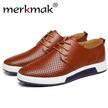Merkmak 2017 Hot Sale Men’s Shoes Genuine Leather Holes Design Breathable Shoes Spring Autumn Business Men Sapatos Masculinos